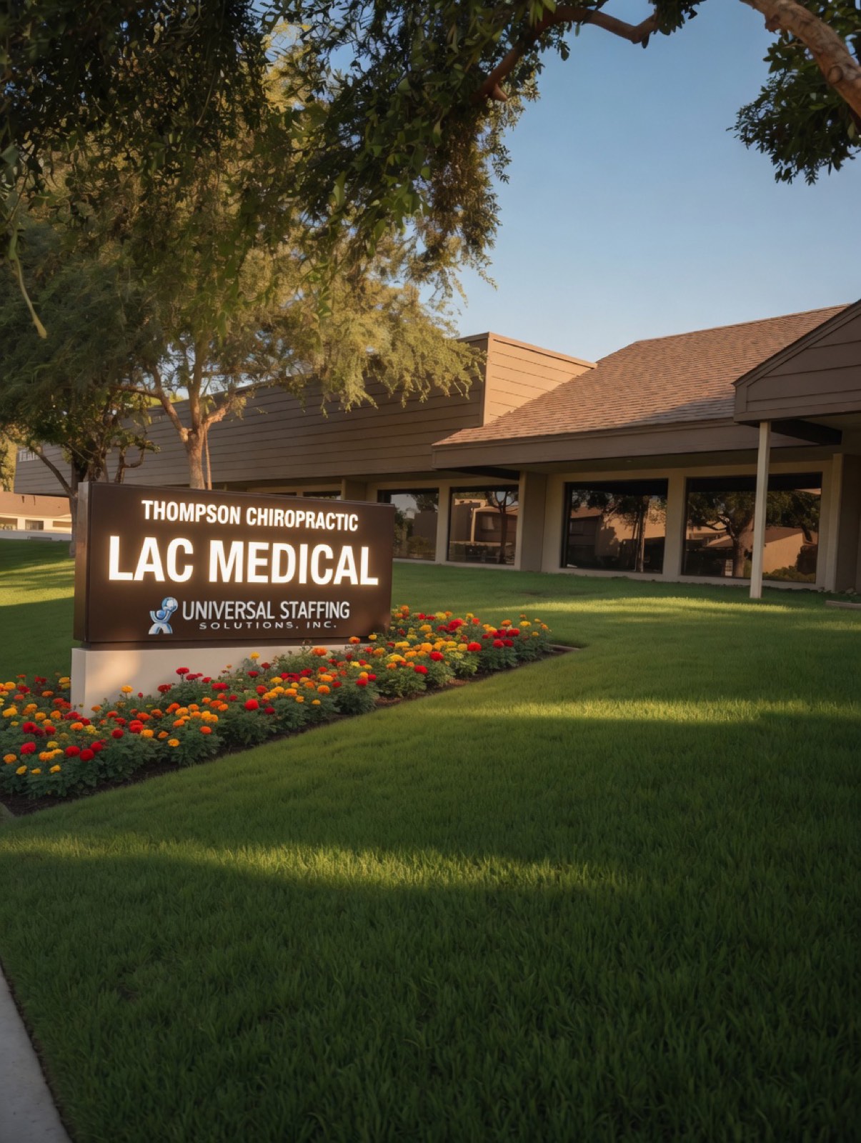 LAC Medical illuminated monument sign on Lennox Avenue at 5300 Lennox Avenue, Bakersfield